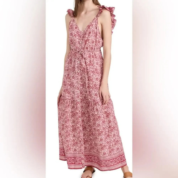 Faherty Hyland Tiered Floral Maxi Dress Size Medium - Picture 1 of 9
